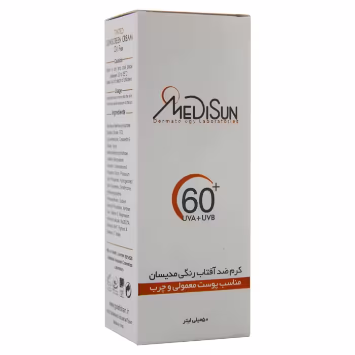 کرم ضد آفتاب SPF60 رنگی پوست معمولی و چرب مدیسان