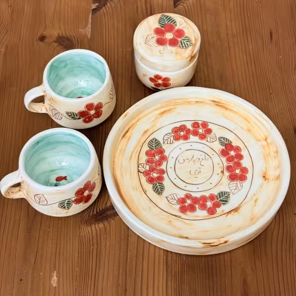 چای خوری دو نفره حوض ماهی طرح سیزده