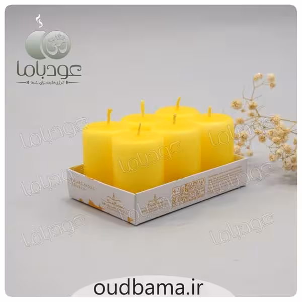 شمع استوانه ای زرد 6 سانتیمتر