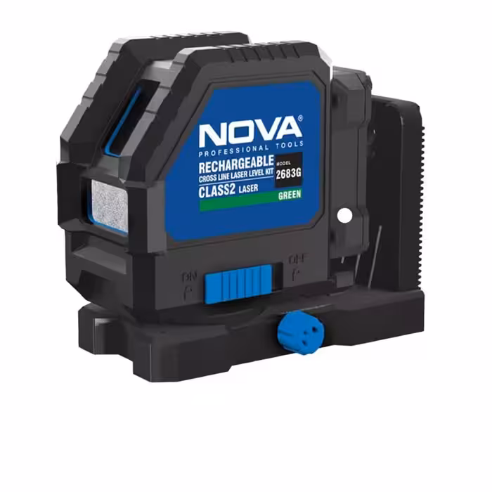 کیت تراز لیزری شارژی چهار بعدی 360 درجه نور سبز همراه 3 پایه نووا NOVA مدل 2667G