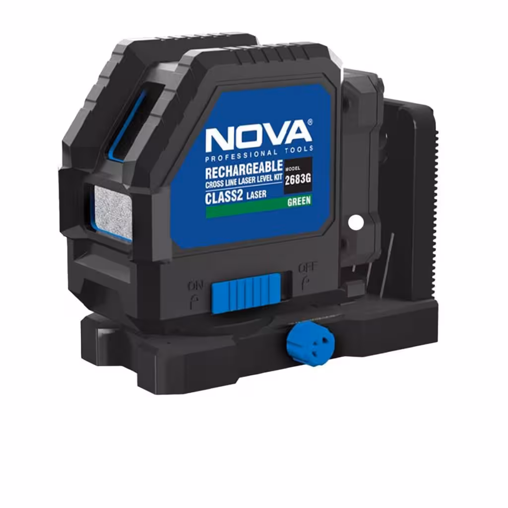 کیت تراز لیزری شارژی چهار بعدی 360 درجه نور سبز همراه 3 پایه نووا NOVA مدل 2667G