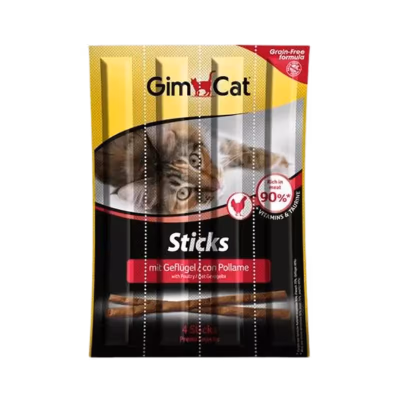تشویقی اسنک مدادی گربه با طعم بره و برنج برند Gim cat جیم کت 4 عددی