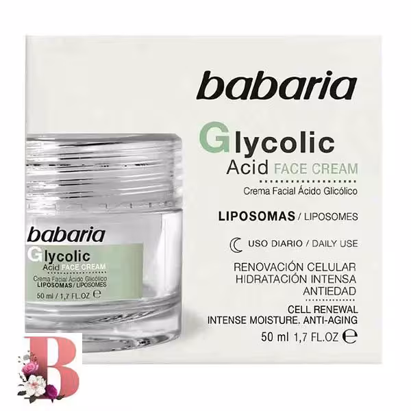 کرم بازسازی کننده گلیکولیک اسید باباریا  50 میل | Babaria Glycolic Acid Face Cream Cell Renewal 50ml