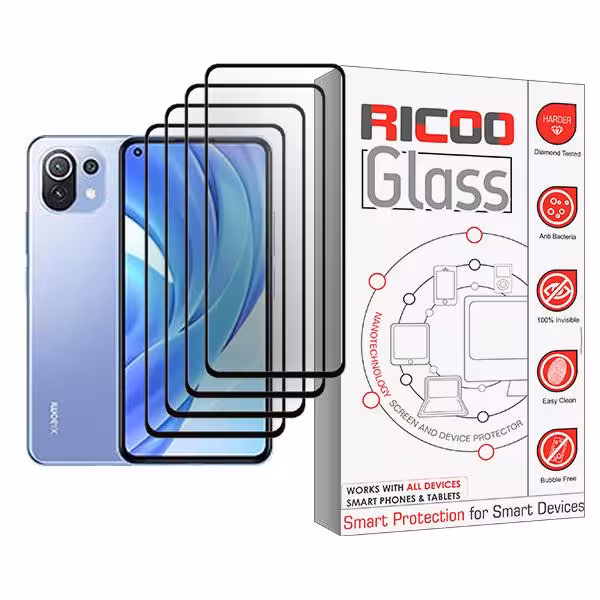 محافظ صفحه نمایش ریکو مدل Ricoo Glass MIX004 مناسب برای گوشی موبایل شیائومی Mi 11 Lite بسته چهار عددی
