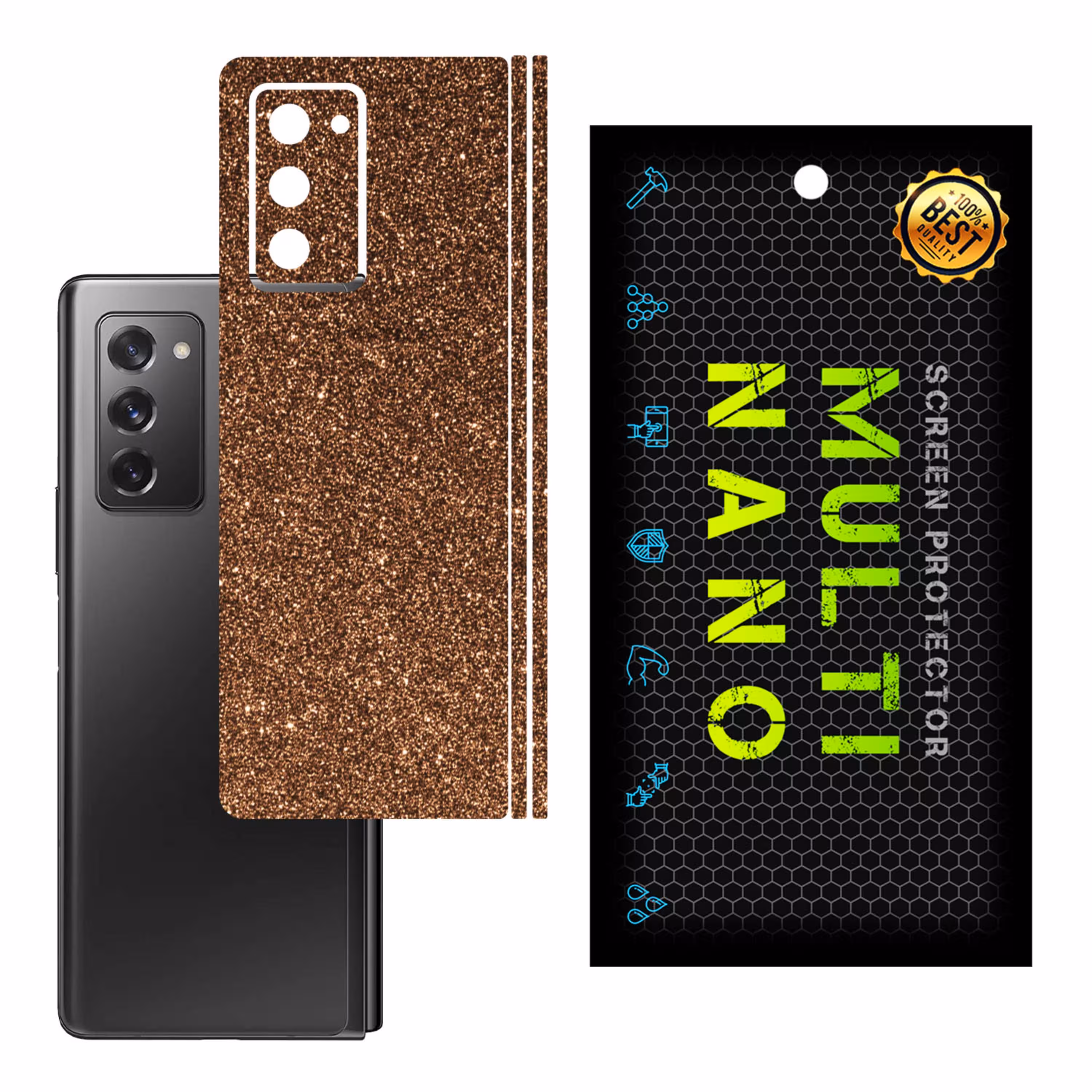 برچسب پوششی MultiNano مدل X-G1F-Bronze برای پشت موبایل سامسونگ Z Fold 2