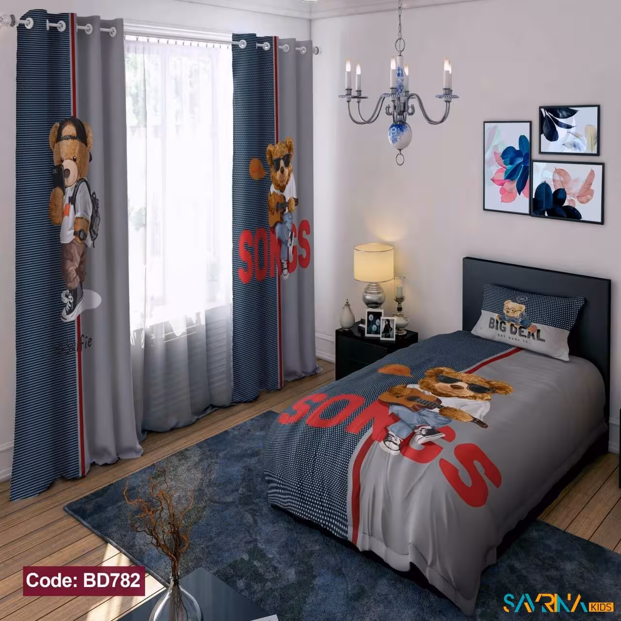 ست اتاق خواب پسرانه طرح تدی خواننده کد BD782