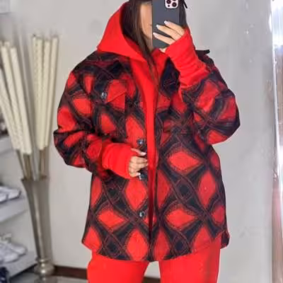 شومیز پالتویی گرم قرمز ووشکی