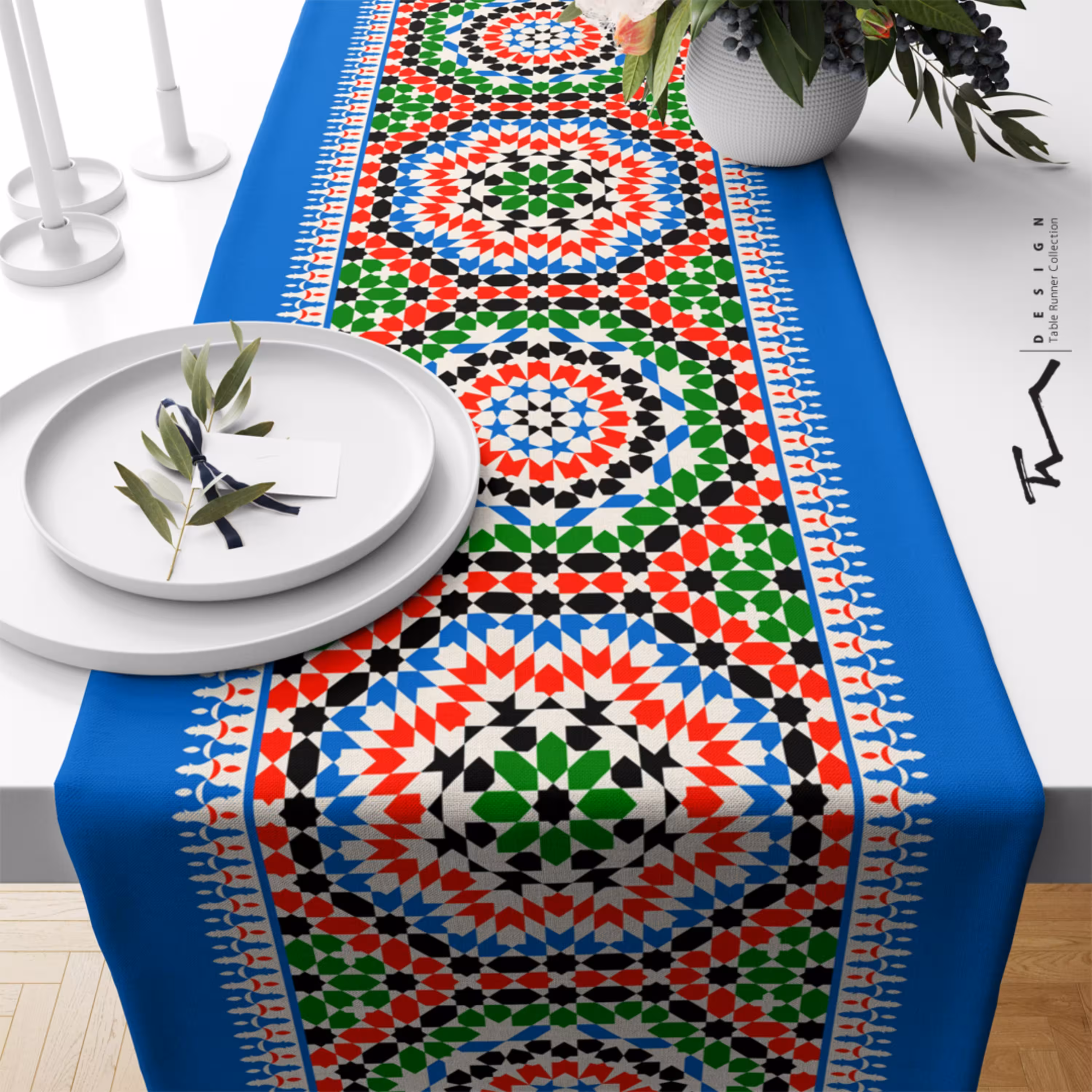 رانر طرح سنتی 14 - سایز 40 در 135 سانتیمتر - جنس دو رو مخمل پورش - کیفیت عالی