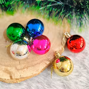 اویز گوی کریسمس رنگی براق 4 سانت 6 عددی کد 297