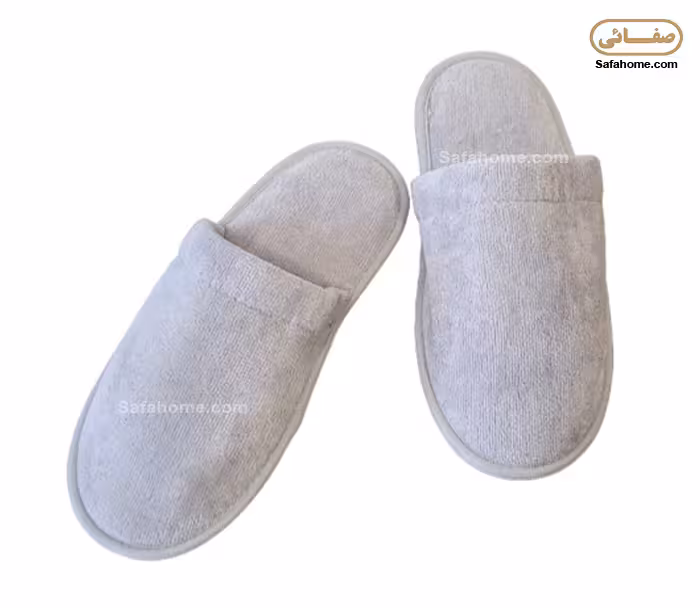 دمپایی حوله ای پودایران طرح ساده طوسی