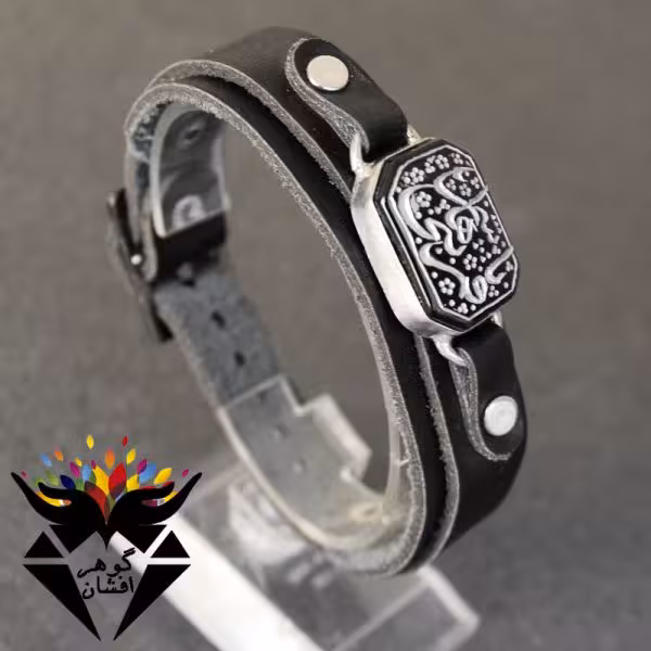 دستبند عقیق سیاه حکاکی یا قمر بنی هاشم کد D_1721