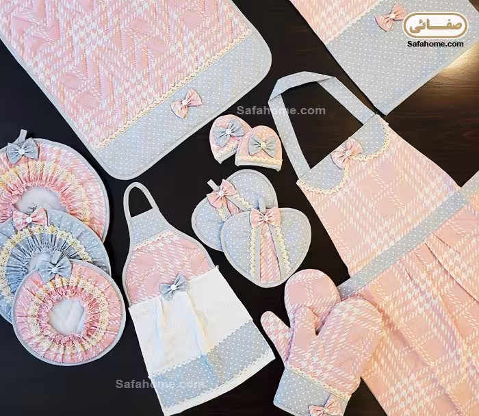 سرویس آشپزخانه 13 تکه چاپی صورتی و آبی روشن