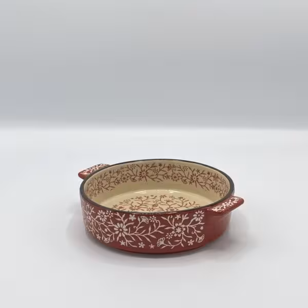 دنی هوم - ظرف سرامیکی گرد کوچک گلدار قرمز 7-453