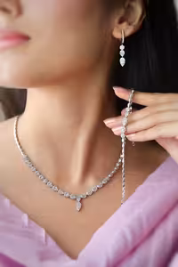 سرویس نقره جواهری زنانه کد 60691