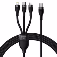 کابل تبدیل USB-C به USB-C / microUSB / لایتنینگ بیسوس مدل Flash Series II CB000004 100W طول 15 متر