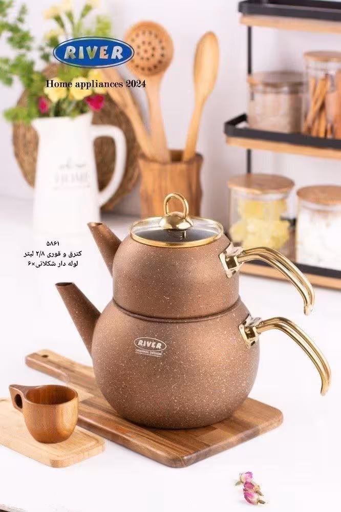 کتری قوری 2/8لیتر و قوری 1لیتر لوله دار نسکافه ای ریور کد 5860