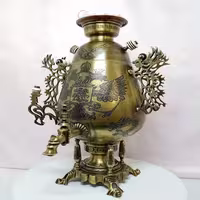سماور زغالی 8 لیتری مدل جام، کله شیر خروسی مینیاتوری