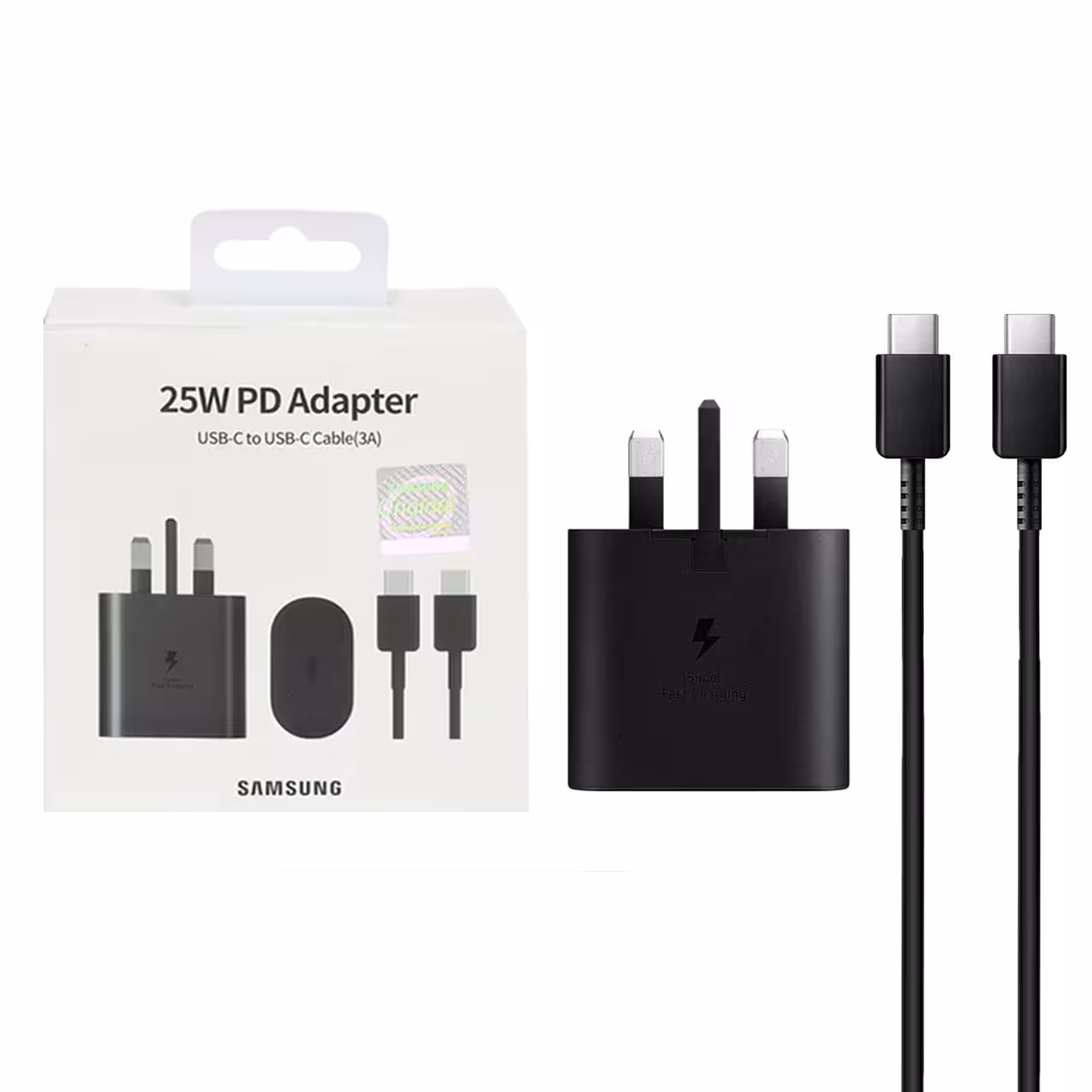 شارژر دیواری سه پین فست و PD تک پورت SAMSUNG Type-C مدل EP-TA800 25W به همراه کابل شارژ Type-C - مشکی - ویتنام