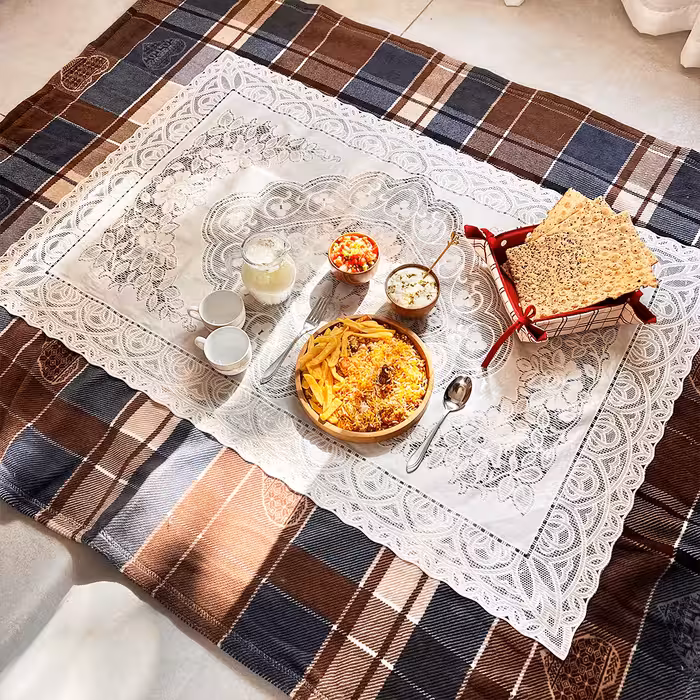 سفره 6 نفره آیسا مدل گل برجسته مستطیل