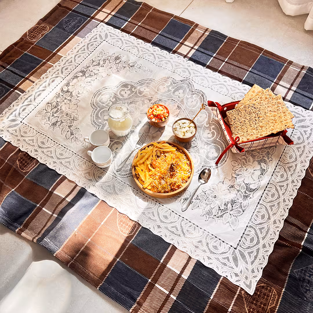 سفره 6 نفره آیسا مدل گل برجسته مستطیل