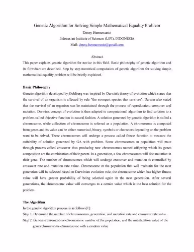 خرید و دانلود نسخه کامل کتاب Genetic Algorithm for Solving Simple Mathematical Equality Problem