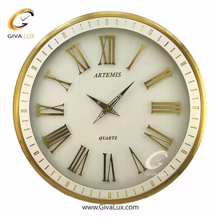 ساعت دیواری اورجینال آرتمیس آلیاژ فلزی طلایی| کد رفرنس 90011، مدل: 2036GoldWhite