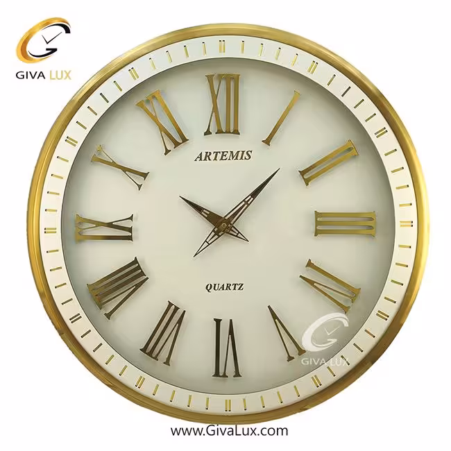 ساعت دیواری اورجینال آرتمیس آلیاژ فلزی طلایی| کد رفرنس 90011، مدل: 2036GoldWhite