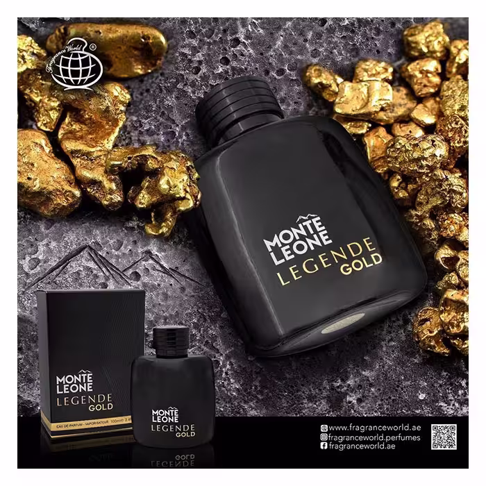 عطر و ادکلن مردانه مونت بلنک لجند گلد (Mont Blanc Legend Eau de Parfum)، طلایی، ادو پرفیوم، حجم 100 میلی‌لیتر، برند فراگرنس ورد مدل Monte Leone Legende Gold