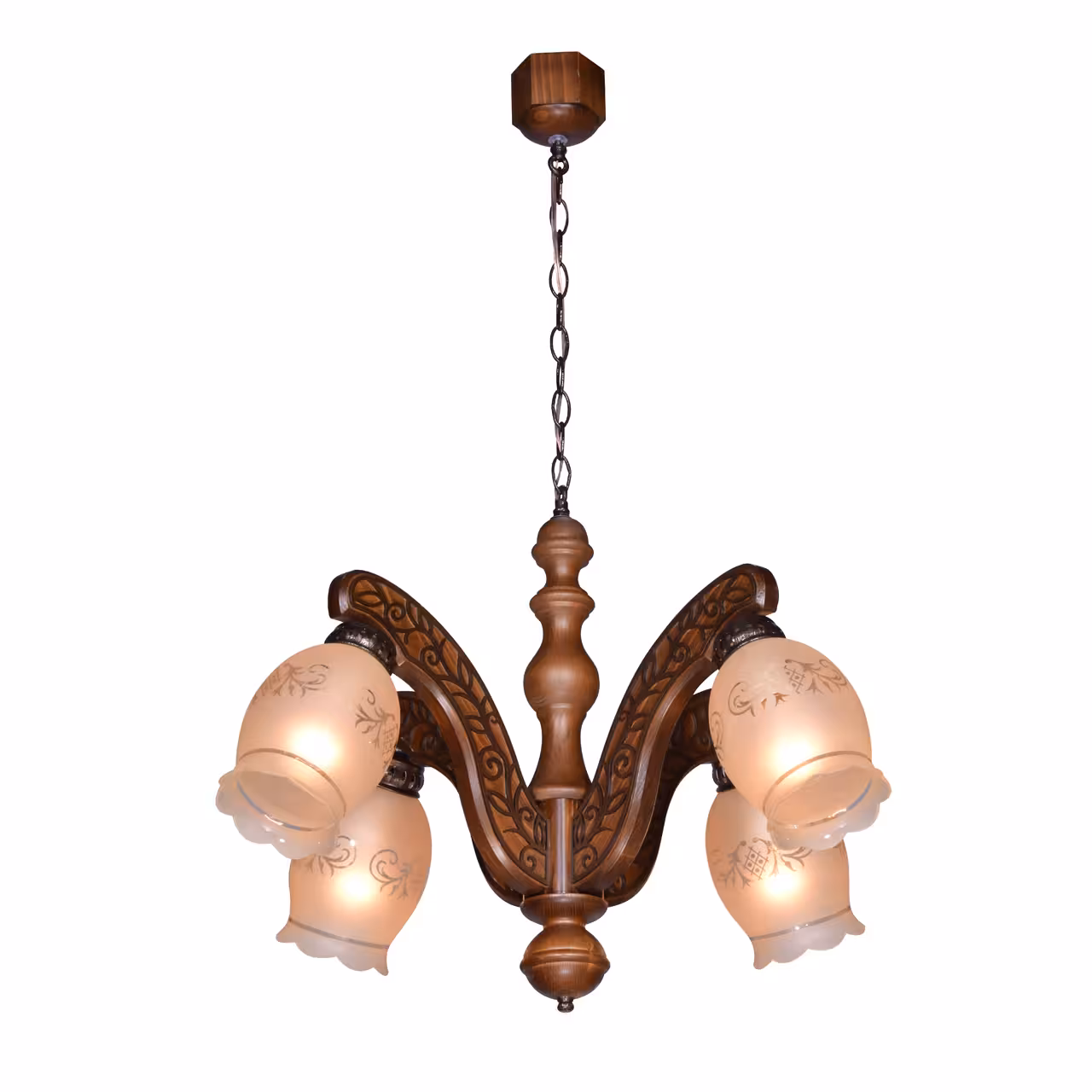 لوستر چوبی مهسا 4 شعله ساده