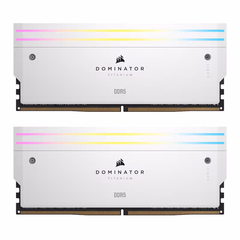 رم دسکتاپ DDR5 دو کاناله 6600 مگاهرتز کورسیر مدل DOMINATOR TITANIUM WHITE RGB ظرفیت 96 گیگابایت CL32