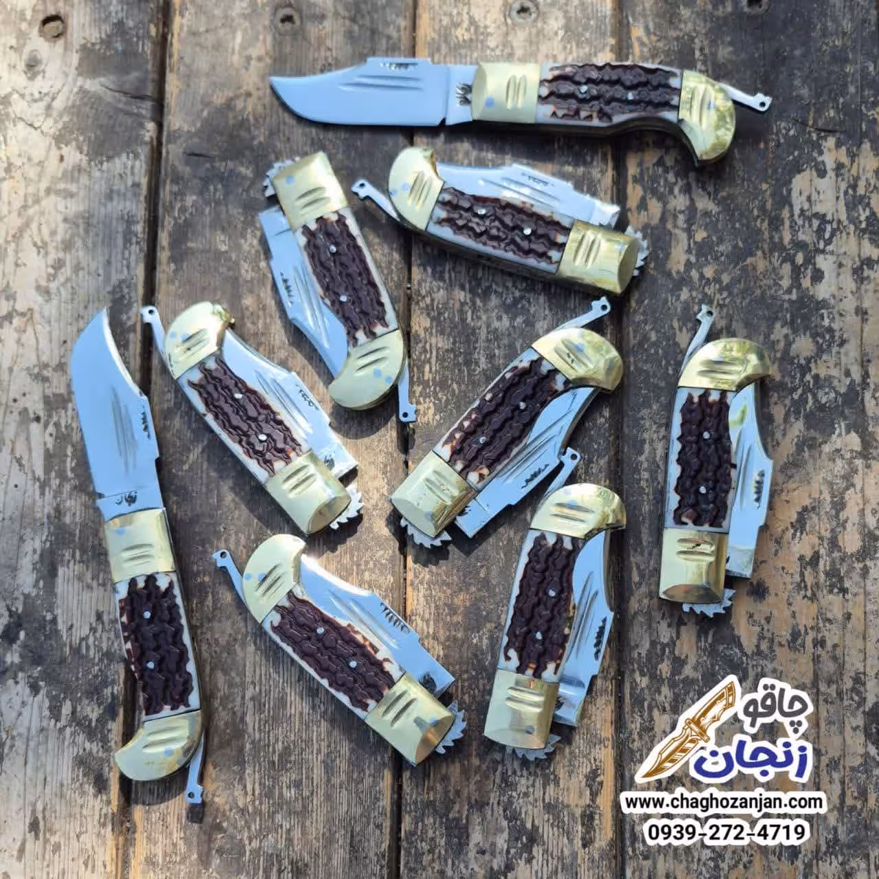 چاقو دنده ای فولاد فضلی طرح شاخ تیغه براق