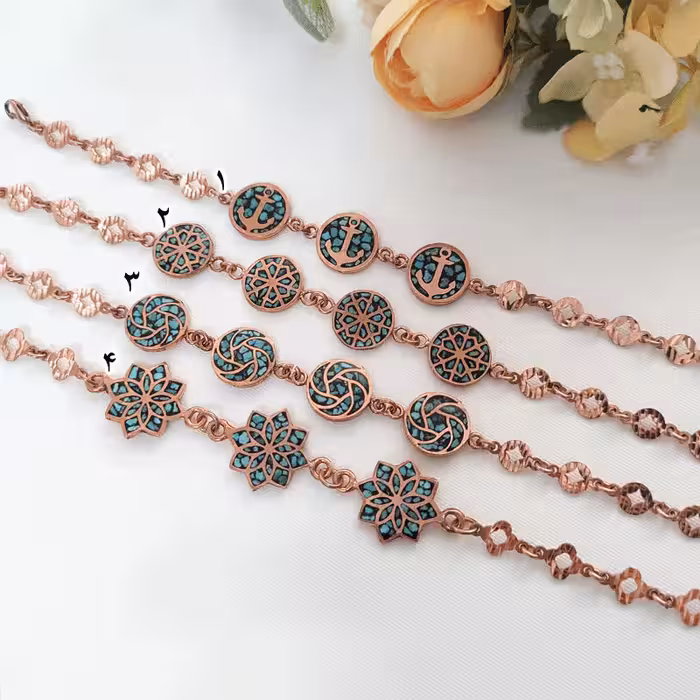 دستبند مس و فیروزه مینیمال