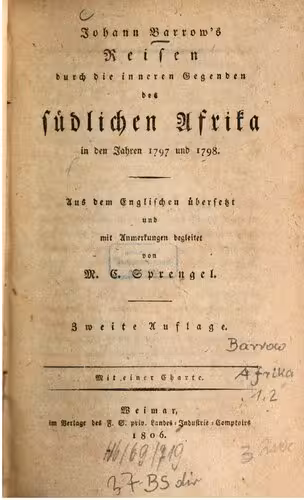 خرید و دانلود نسخه کامل کتاب John Barrows durch die inneren Gegenden des südlichen Afrikas in den Jahren 1797 und 1798