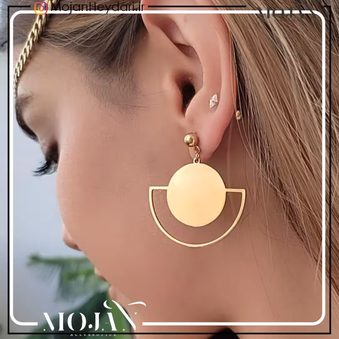 گوشواره استیل طرح نیم دایره (رومی )کد876