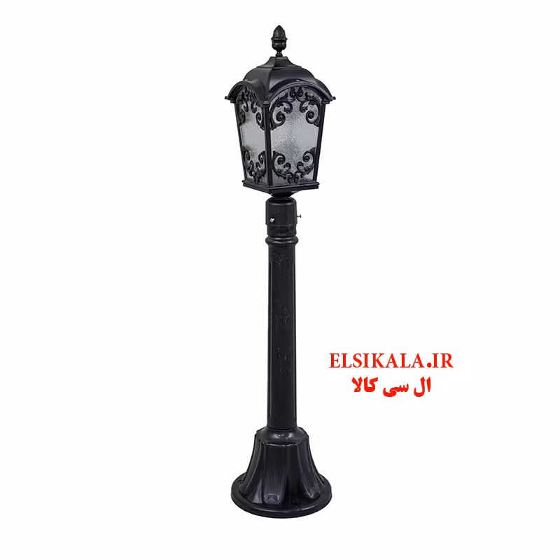 چراغ حیاطی مدل فلاور سرلوله مشکی با پایه