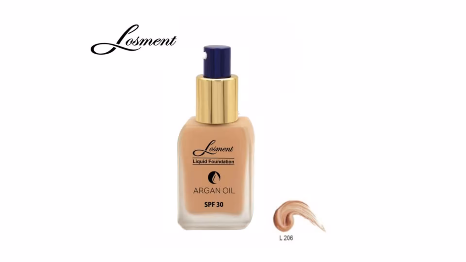 کرم پودر شیشه ای حاوی روغن آرگان لوسمنت SPF30 شماره L206 حجم 30 میلی لیتر