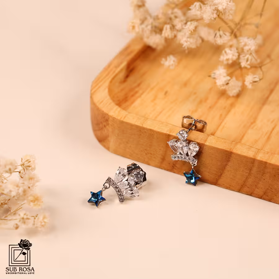 گوشواره سواروسکی المنتس طرح تاج 13119