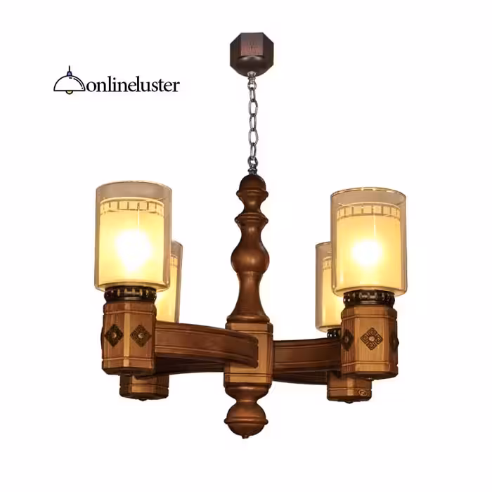 لوستر چوبی پرنیان 4 شعله