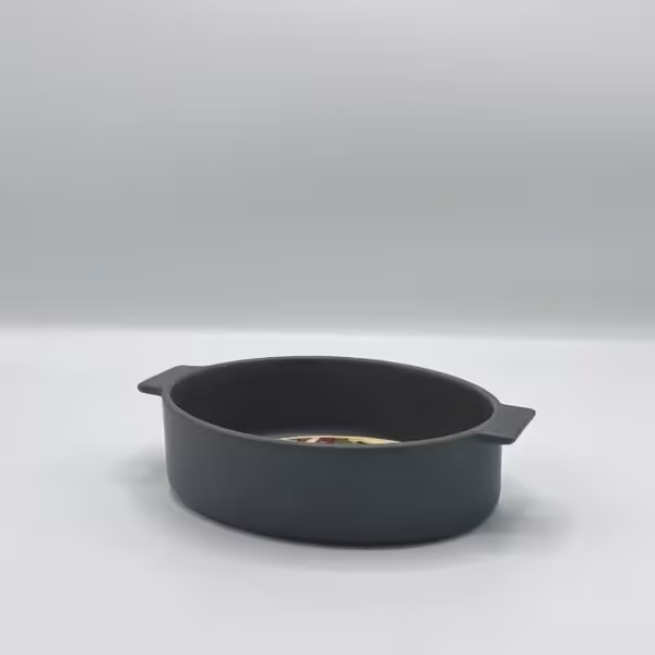 دنی هوم - ظرف سرامیکی بیضی کوچک طوسی پررنگ kp1