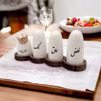 ست نمکدان و جاخالی رایا همراه با زیره چوبی