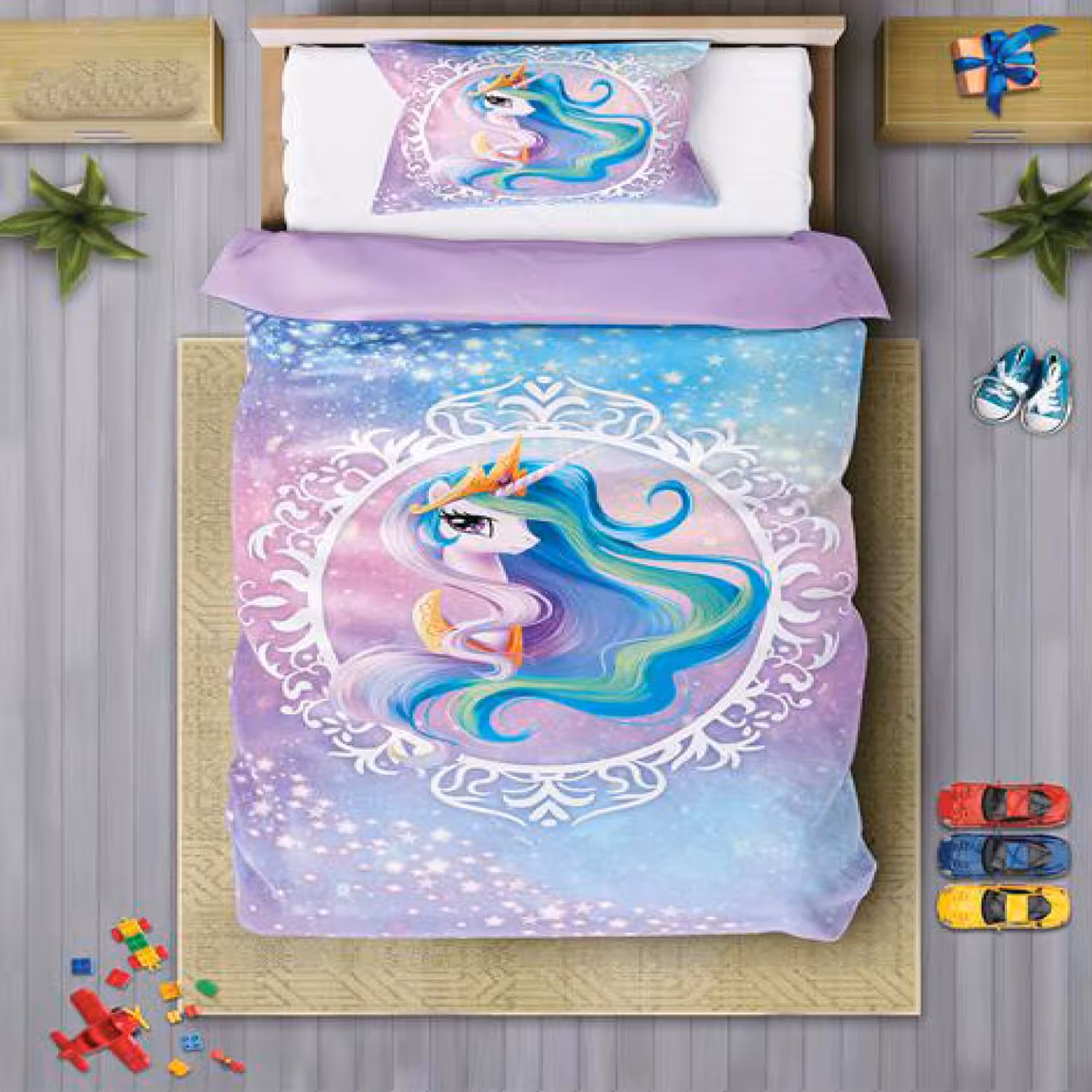 سرویس روتختی دخترانه چیداری مدل 7075 یک نفره چهار تکه