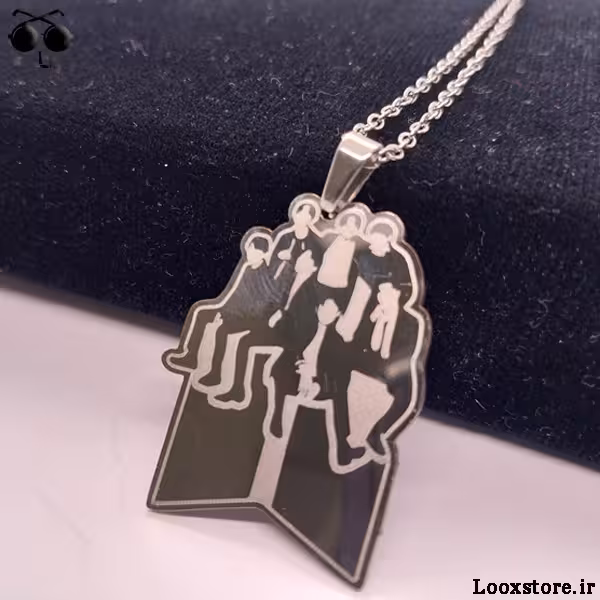گردنبند مدل اعضای BTS و لوگو استیل