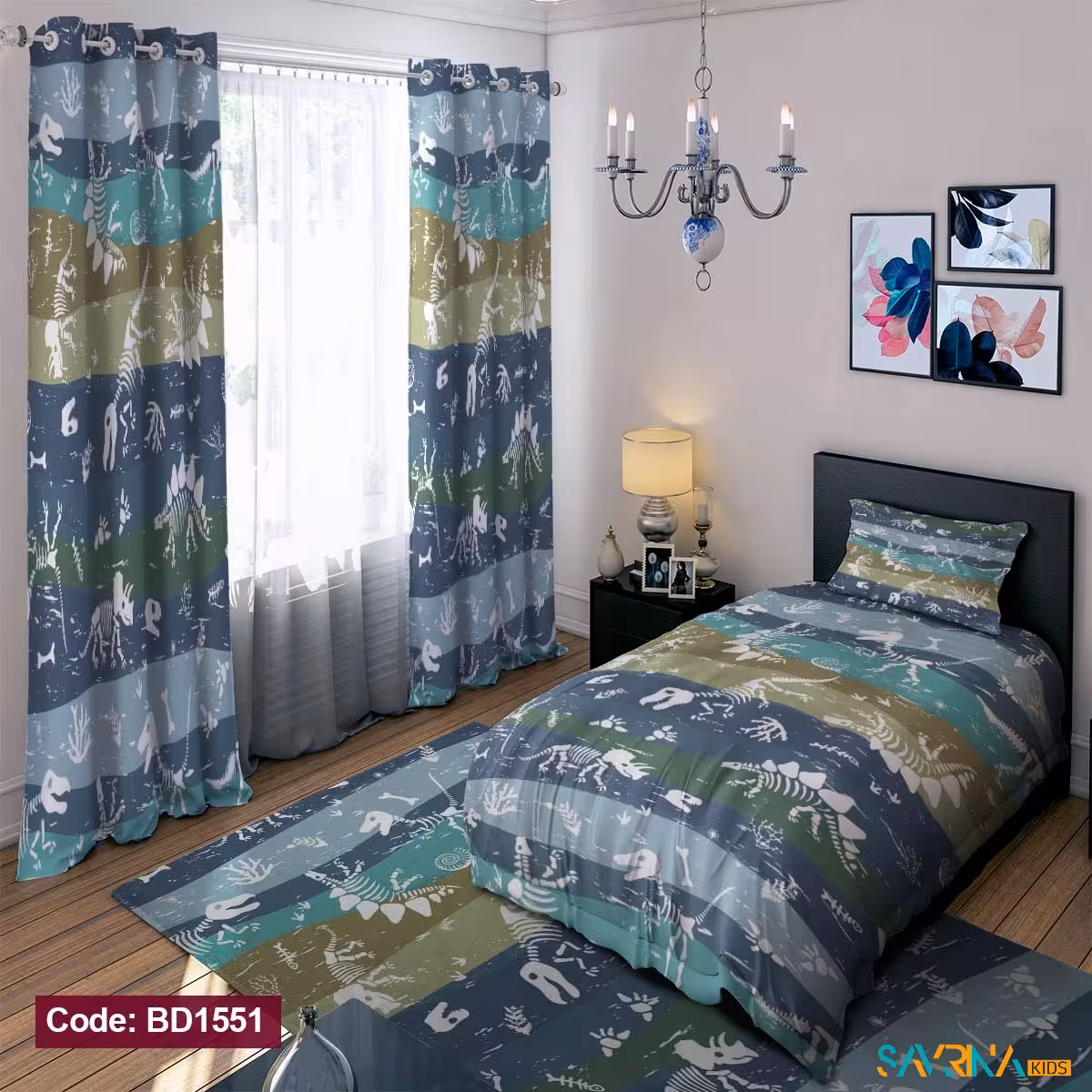 ست اتاق خواب طرح اسکلت دایناسور کد BD1551