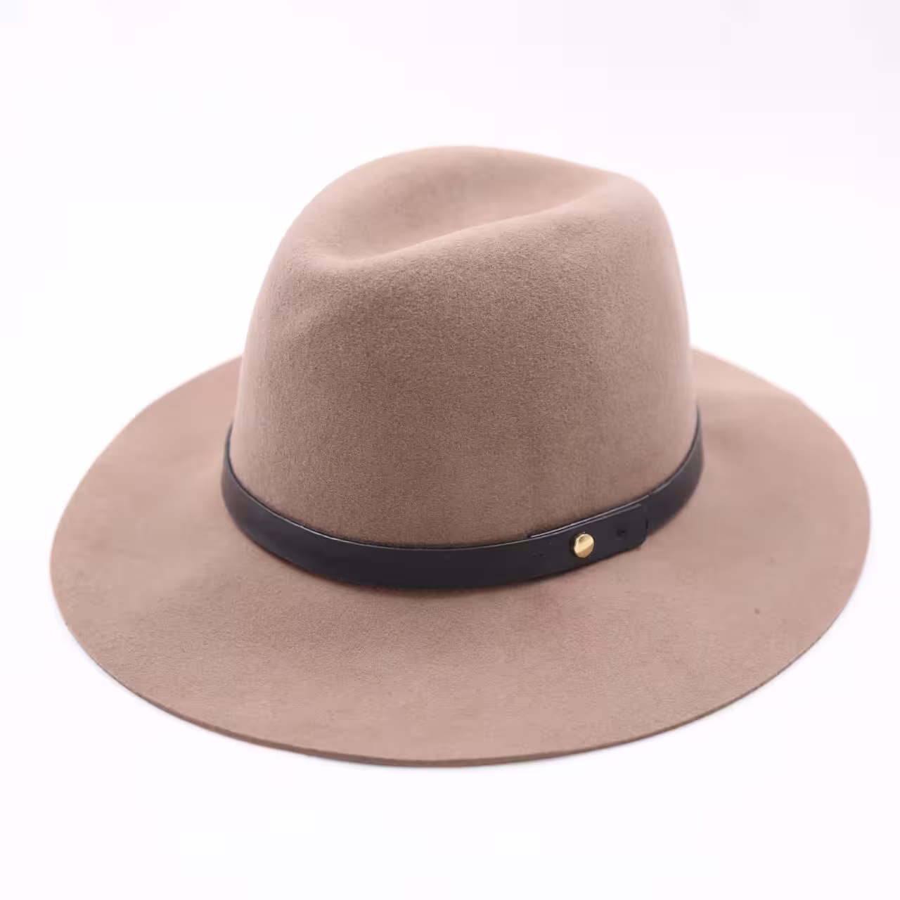 کلاه فدورا نمدی لبه بلند باند چرمی دکمه فلزی