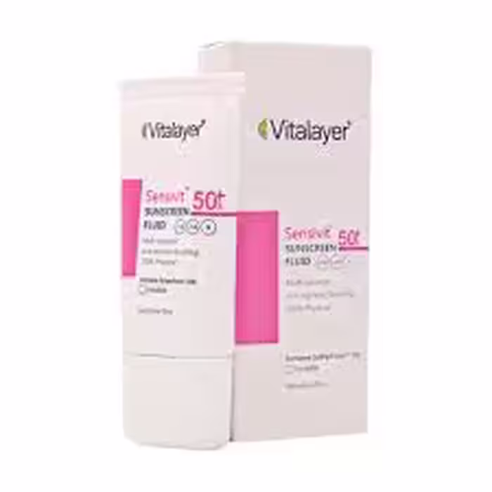 فلوئید ضد آفتاب سنسی ویت ویتالیر SPF50 پوست حساس بی رنگ (40 میل)