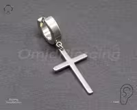 پیرسینگ آویزدار نقره ای کد EStRHg SimpleCross