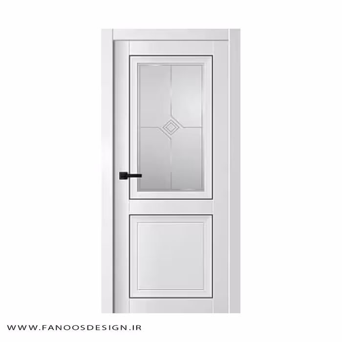 درب شیشه خور چوبی کلاسیک اتاق دو قاب کد 1198