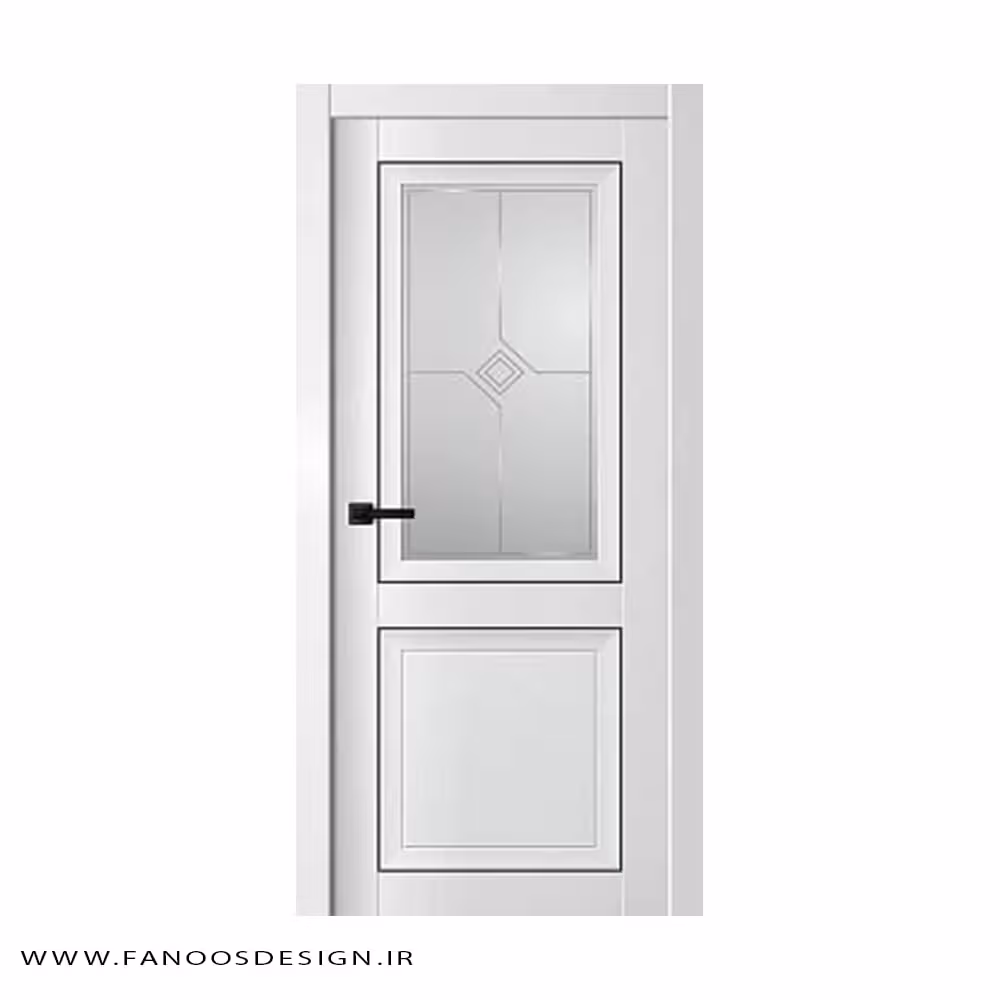 درب شیشه خور چوبی کلاسیک اتاق دو قاب کد 1198