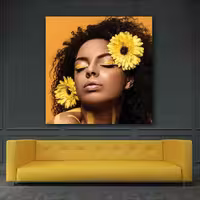 تابلو بوم چاپی لاویا طرح زن و گل کد ART-1307