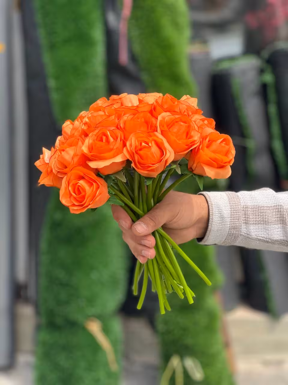 گل مصنوعی رز نارنجی مجموعه 10عددی